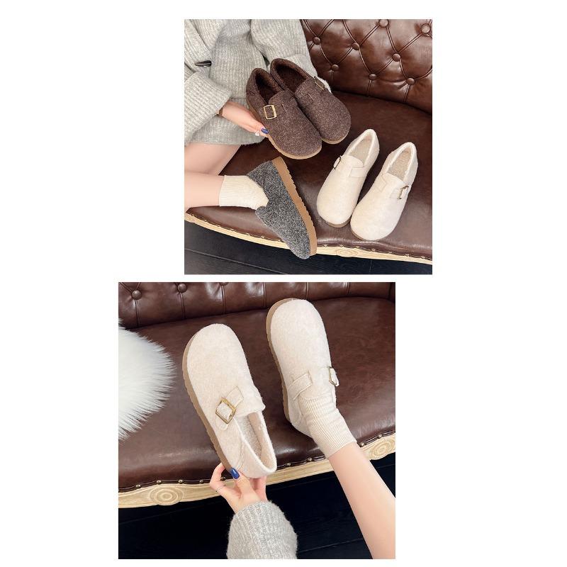 Women S Winter Faux Fur Lined Flat Casual Slip On Shoes