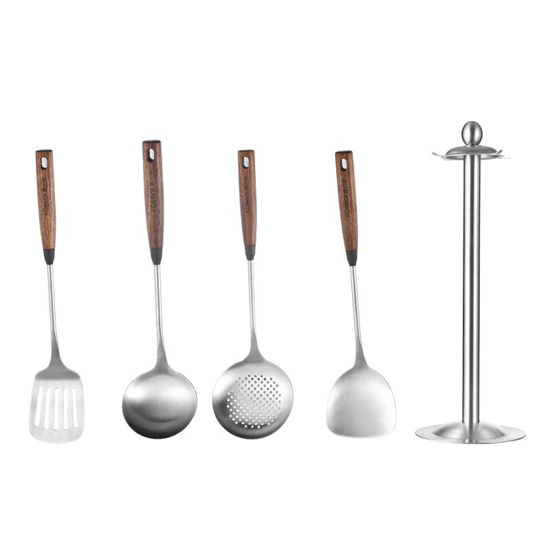 

KBH 304 Stainless Steel Spatula & Ladle 5-Piece Set with Walnut Wood Handles