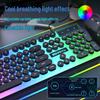 Retro Punk Wired Luminous Mechanical Keyboard and Mouse Set for Office and Gaming.