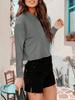 Women's Drop Shoulder Long Sleeve Crop Top Crew Neck Loose Casual Tee