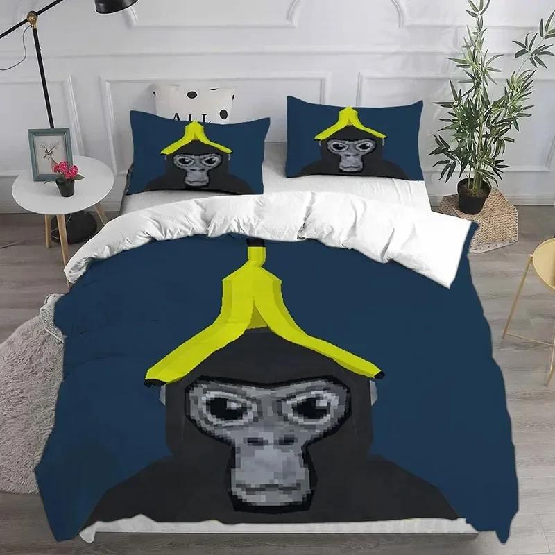 Spiel Gorilla Tag Schlafzimmer Dekoration Bedrucktes Bettset Bettbezug Kissenbezug Bettwäscheset Leinenlaken Steppdeckenbezug Queen King Size