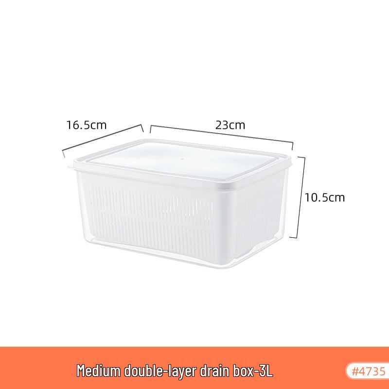 

Японский двухслойный таз для мытья овощей с крышкой: Кухонная корзина для хранения продуктов, фруктов и овощей.