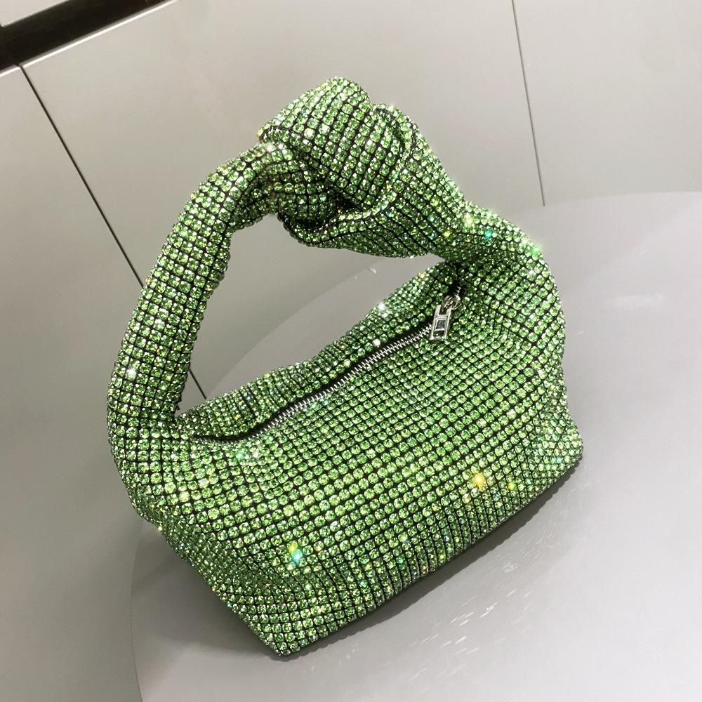 Women'S Bag Rhinestone Dinner Bag Big Diamond Knotted Hand Bag Fashion Full Diamond Armpit Bag Women'S Bag Small Bag