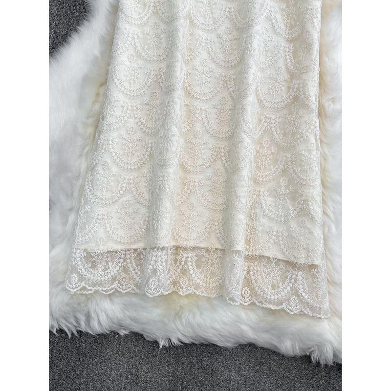 Summer Socialite Beaded Lace Straight-leg Dress Short Sleeve