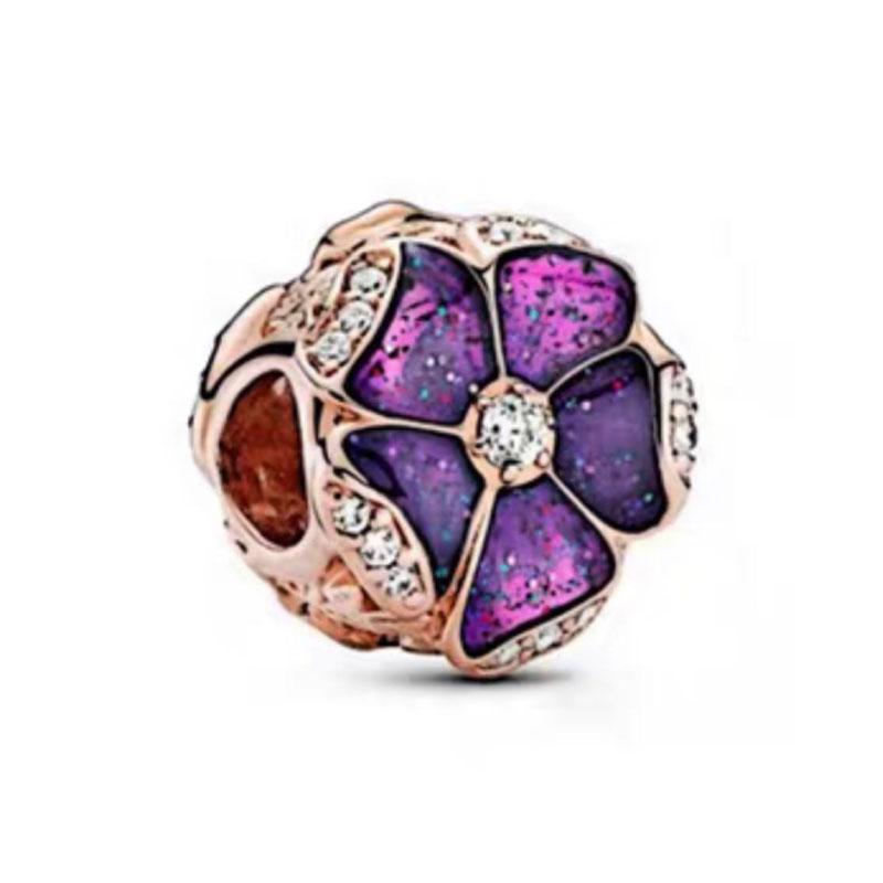 Spring Series Butterfly Pendant Clip Beads Earrings 925Silver Colored Inlaid Stone Fit Exquisite Bracelet Women DIY Jewelry Charm