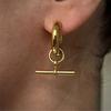 Minimalist 18k Gold Plated Stainless Steel Bar Dangle Statement Earrings Women Statement Hoop Huggie Earrings Jewelry