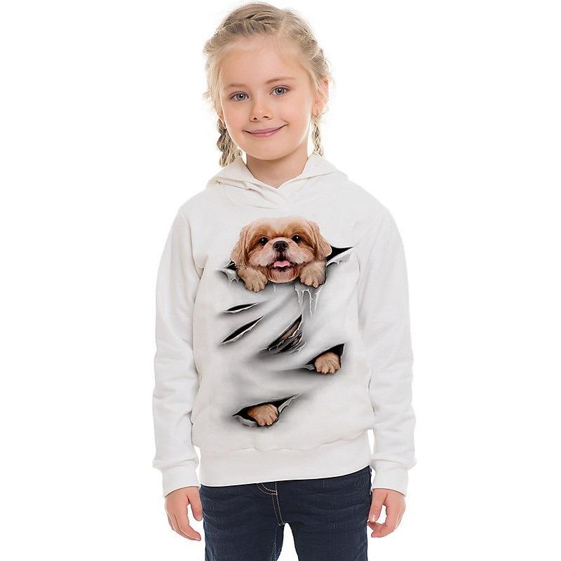 Girls' 3D Animal Cat Hoodie Long Sleeve 3D Print Spring Fall Winter Fashion Streetwear Adorable Kids 3-12 Years Outdoor Daily Indoor Regular Fit