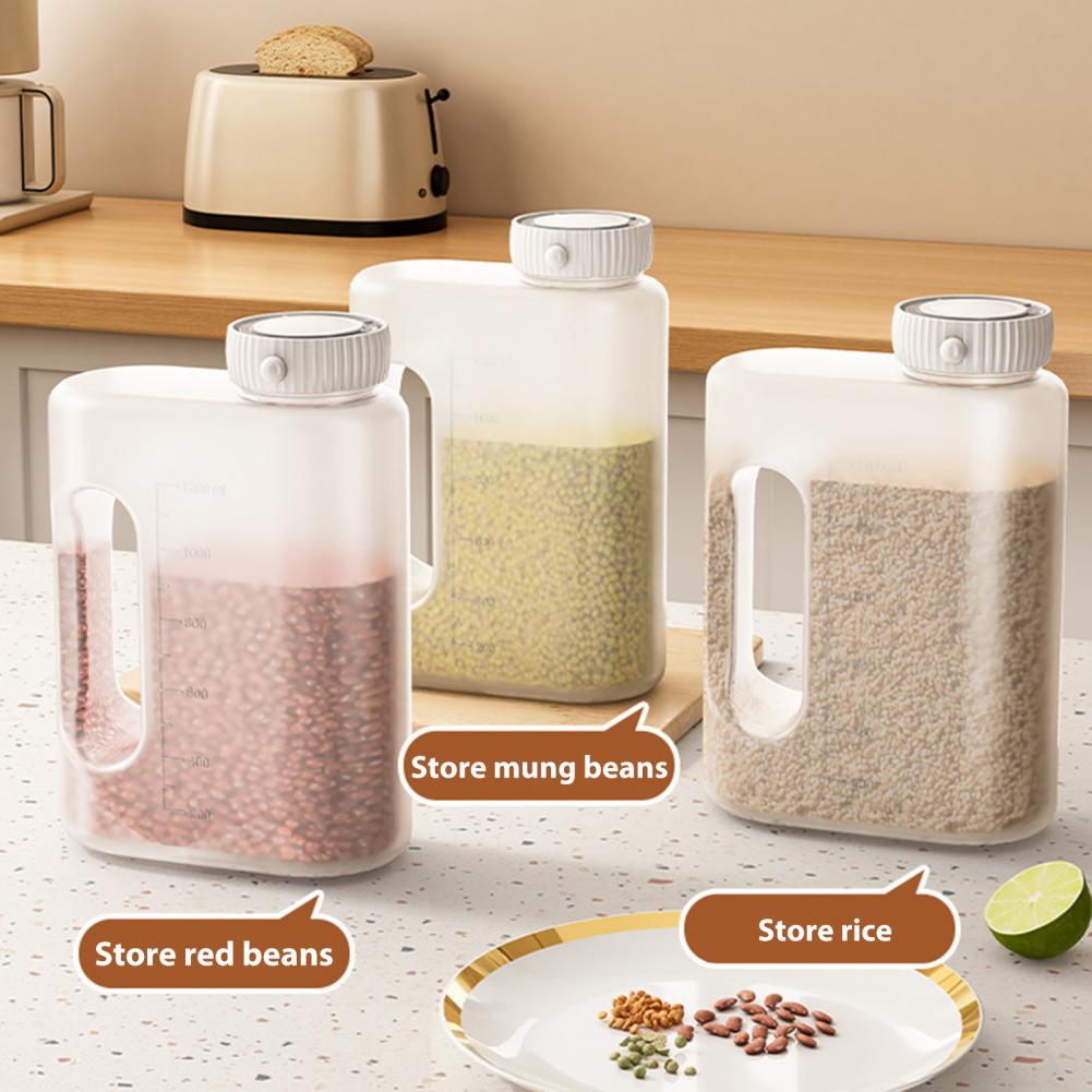 Beans Tank Storage Container Grain Storage Container with Tick Marks Ergonomic Handles Beans Tank Transparent Food for Precise