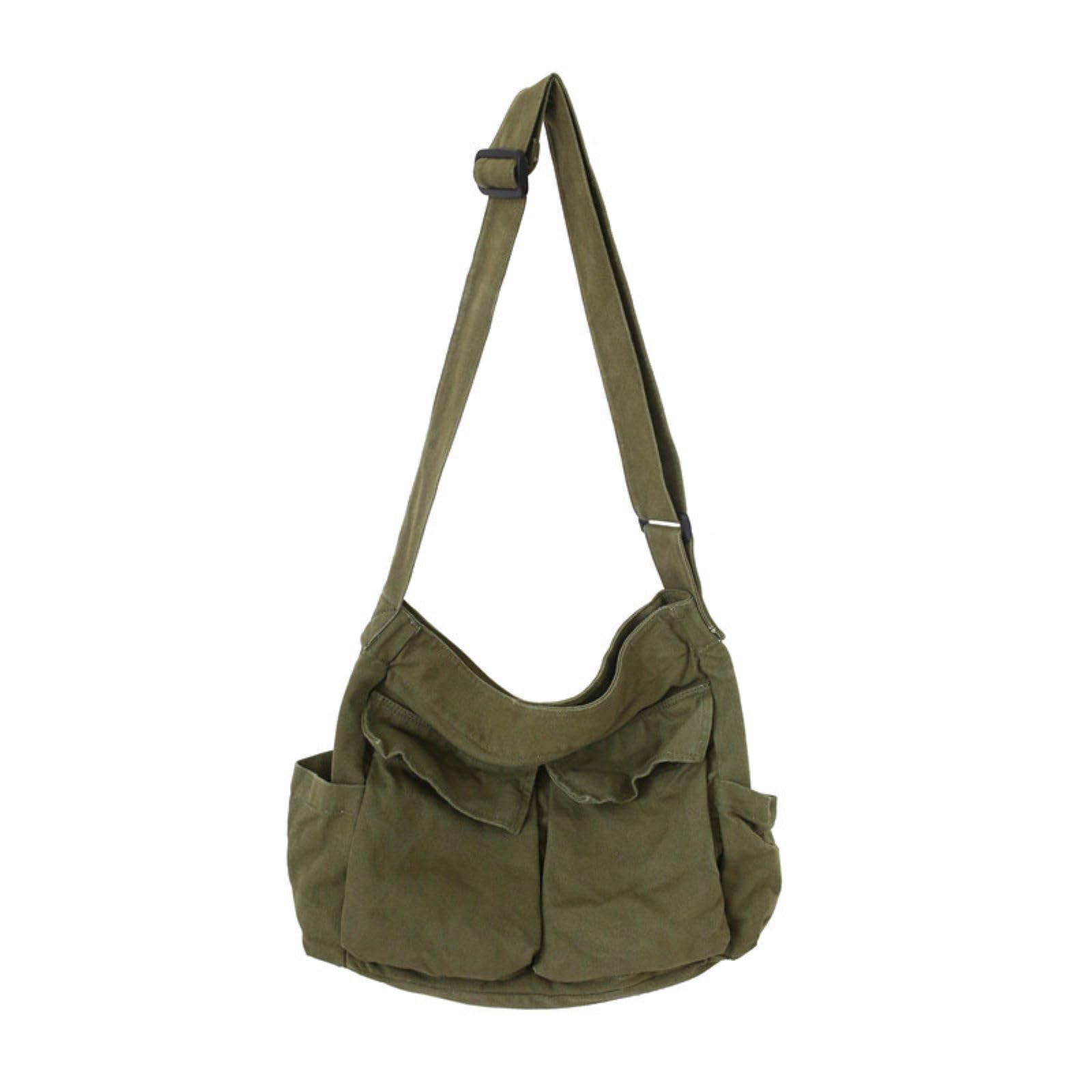 

Khaki Newspaper Unisex Canvas Messenger Bag with American Casual Bag, Pockets, Style, [Used]