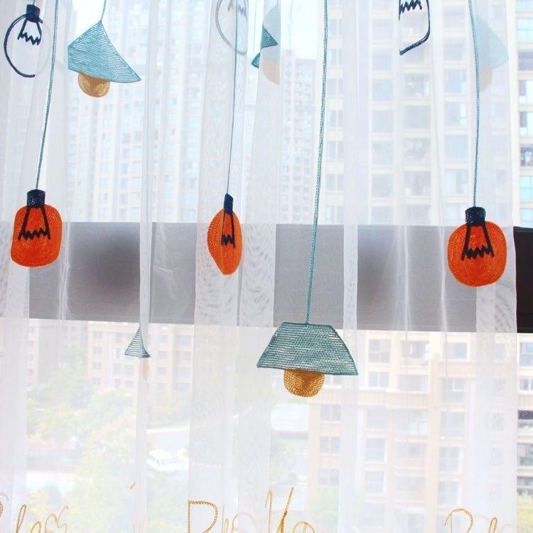 Curtain Finished Window Screen Embroidery Bedroom Balcony Screen Curtain Bay Window Small Short Curtain Partition Door Curtain