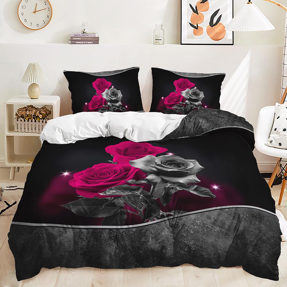 Bed Three-Piece Rose Valentine'S Day Kit Love Wedding Quilt Cover Two-Piece Bedroom