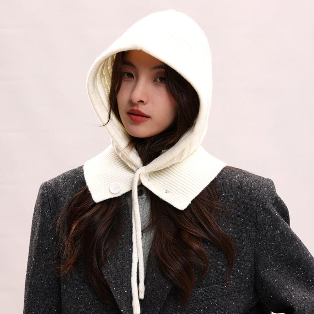 Zesílený pletený nákrčník s kapucí, pulovr, čepice beanie, zimní kukla, čepice pro jízdu