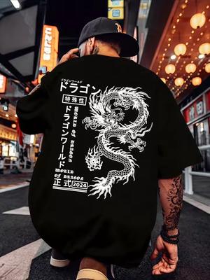 Dragon Kanji Streetwear Graphic T-and Kids Tshirt Men Women Urban Harajuku Style Short Sleeve Cotton Retro Tee Tops