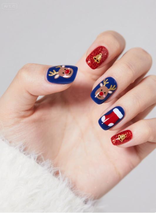 New Manicure Nail Pads European And American Festivals Christmas Elements Medium Rectangular Wearing Nail Pads