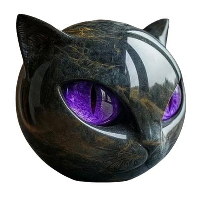 Halloween Black Cat Sculpture Tabletop Cat Statue Black Cat Figurine Elegant Home Decor Gifts for Cat Lovers Women Men