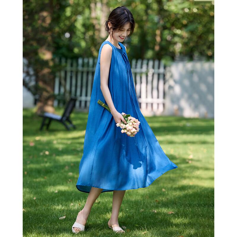 TERRE BLEUE Women s Summer Sleeveless A-line Dress M