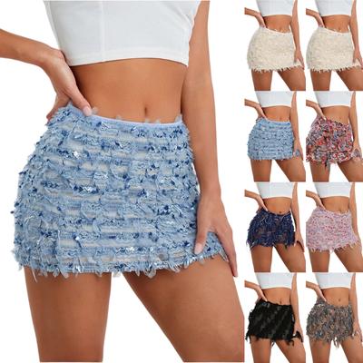 Paillettenrock Glitzerrock Damen Elastischer Bund Glitzerrock Mit Damen Paillettenrock Glitzerrock Elastischer Bund Rock A-Linie Hüftrock