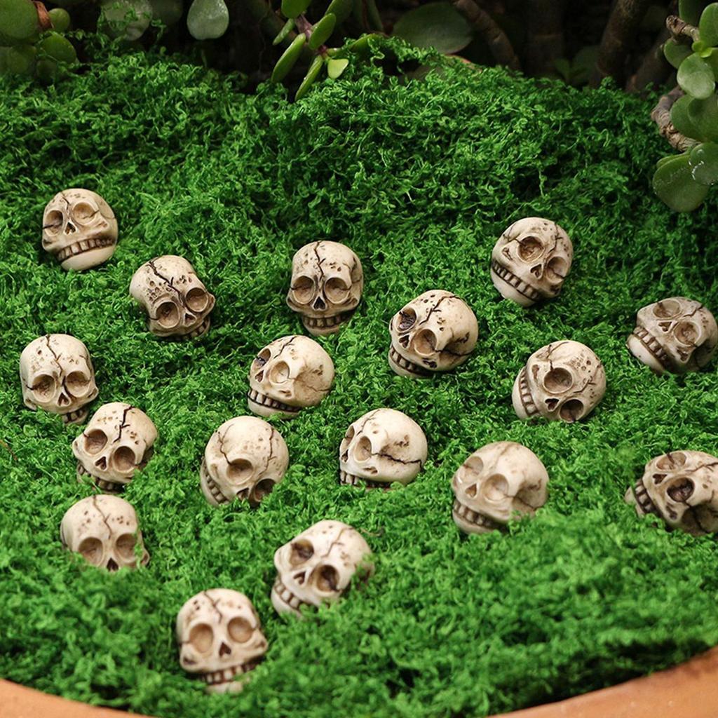20Pcs Mini Skull Heads Mini Skull Halloween Figurines Halloween Gothic Skull Sculptures Prank Toys Halloween Decorations