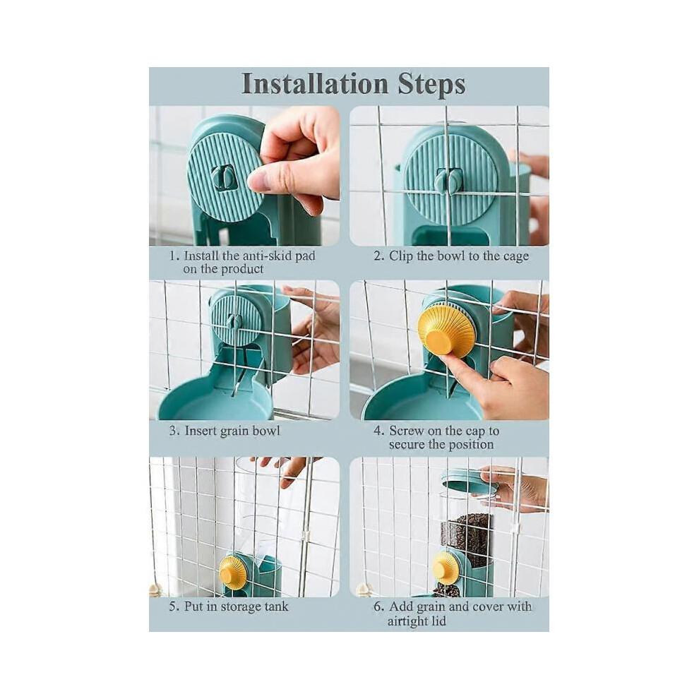 Hanging Automatic Food Water Dispenser, Auto Gravity Pet Feeder and Waterer Set, Cage Cat Food Bow