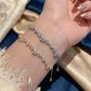 Elegant Pull Flower Bracelet Shiny Hand Chain Floral Adjustable Zircon Bracelet  Hand Accessories