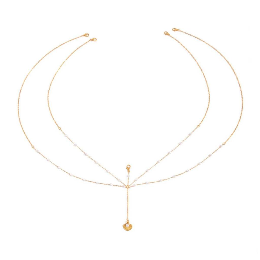 Salircon Sexy Summer Beach Chest Chain for Women Boho Simple Imitation Pearl Pendant Waist Belly Chain 2026 Jewelry Accessories