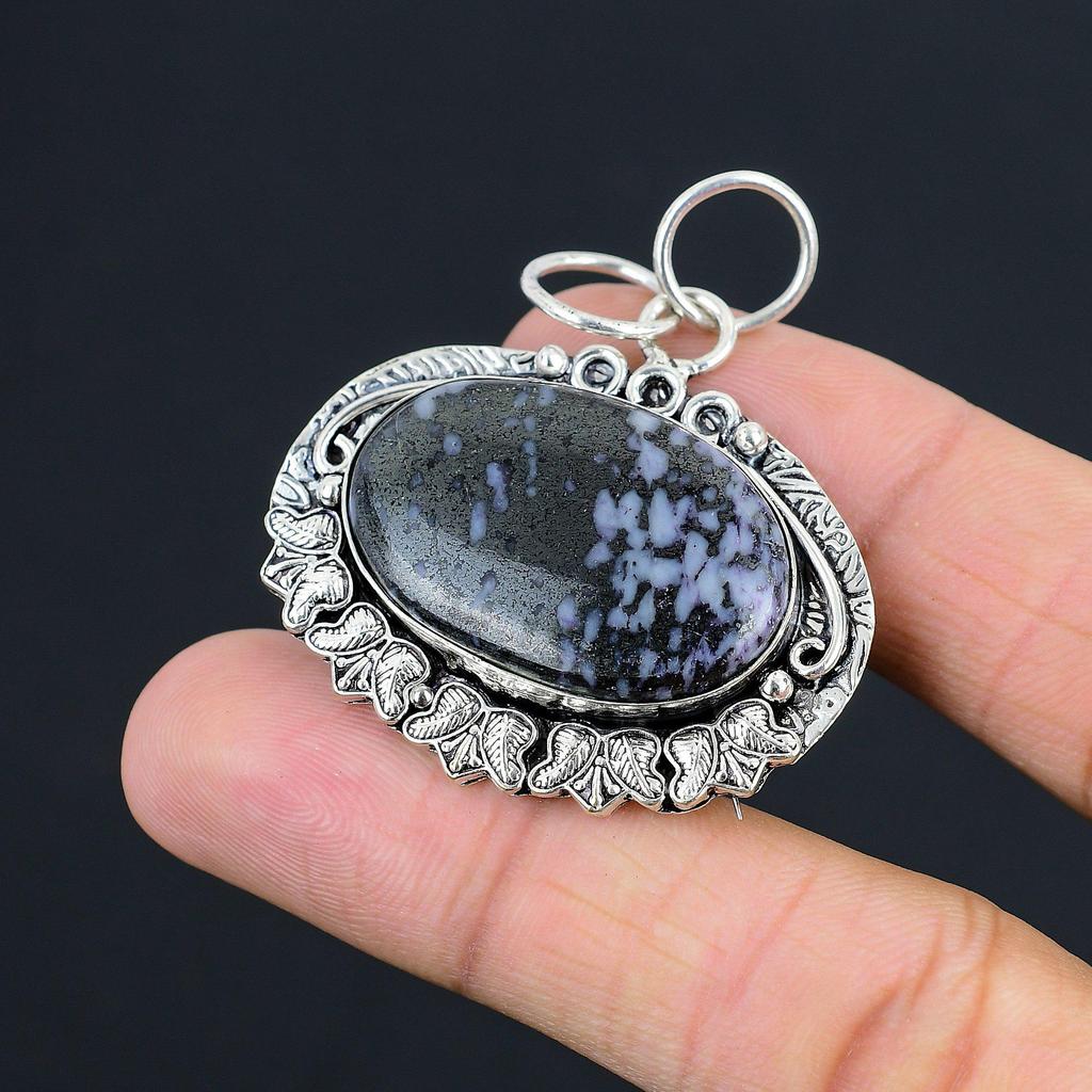 Daughters Day Sale Oval Kemmererite Stone 925 Silver Sister Boho Pendant Jewelry