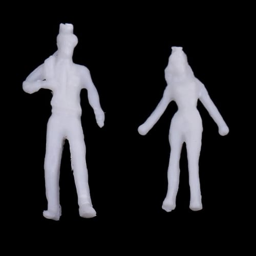 Unpainted Plastic Figure Models - 1/100-1/75 Scale Architectural Models, Solid Colors, Decorative Human Figures for Scenery Modeling (20 Pieces, 1:75)