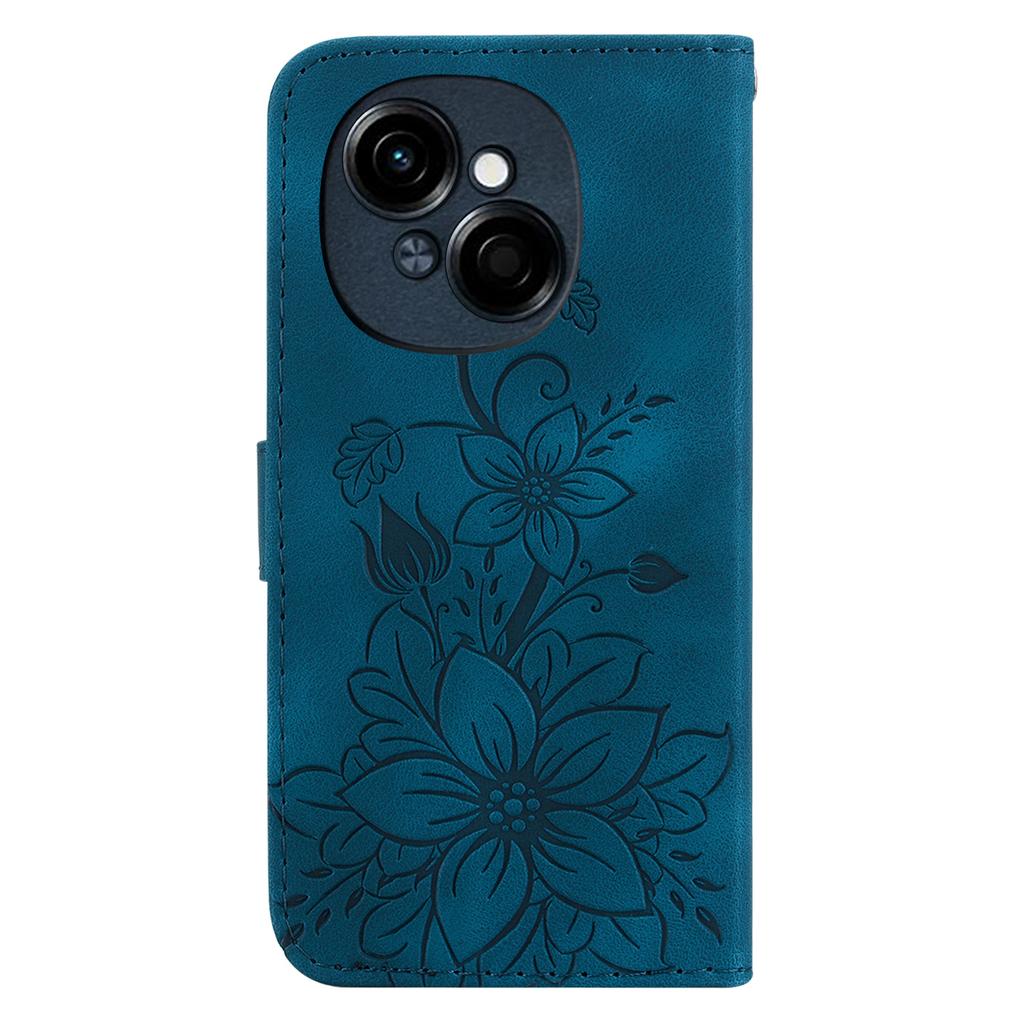 For TECNO Spark Go 2025/Spark Go 1/Pop 9 4G Case Lily Flower Imprint Leather Phone Cover with Stand
