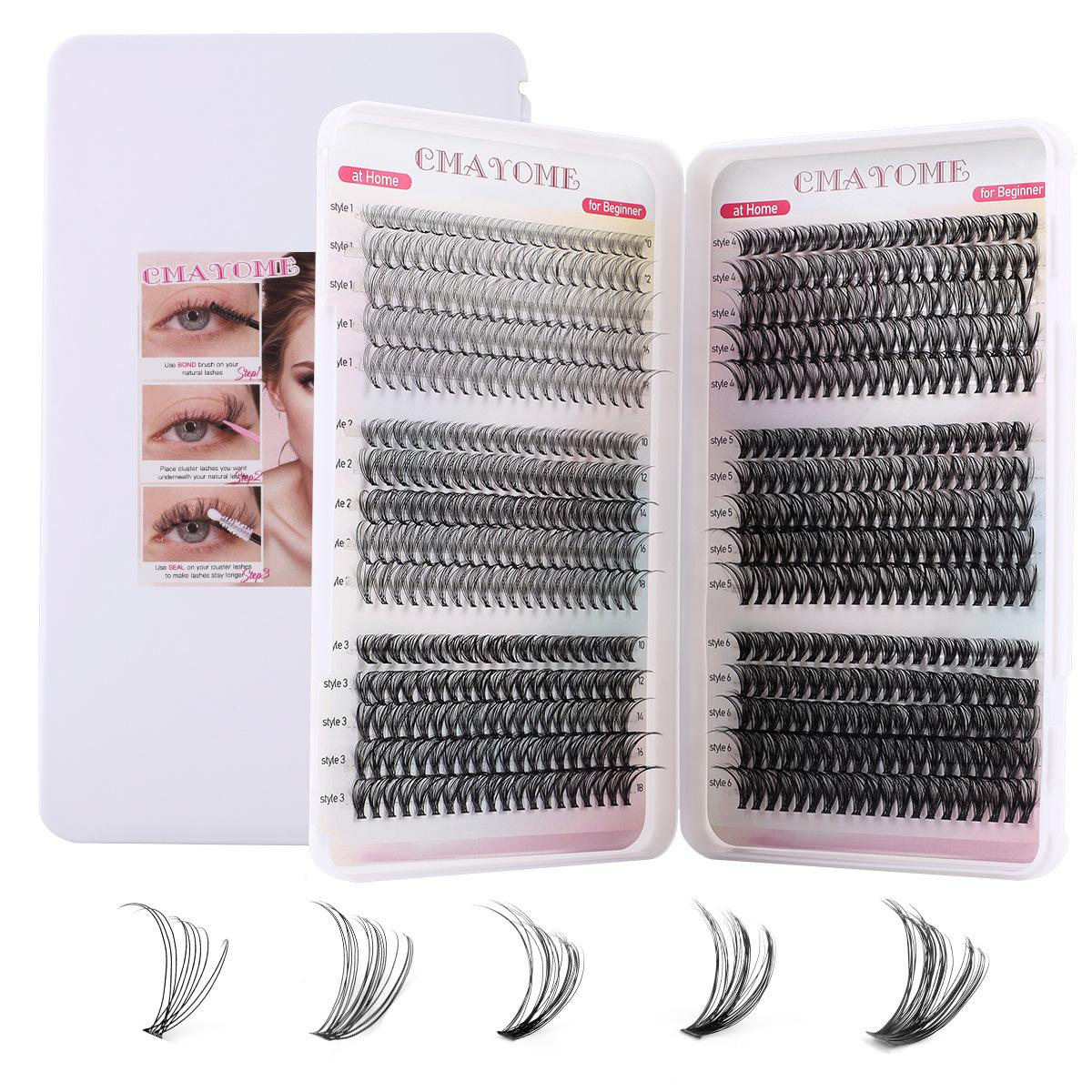 

600 пучков D-изгиба одинарных пучков накладных ресниц 8-16 мм DIY сегментированное самонаращивание натуральные густые волосы