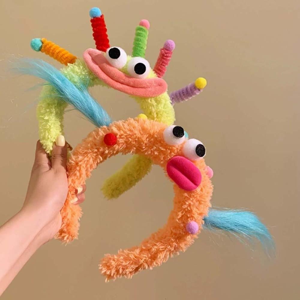 Colorful and Vibrant Adorable Hair Hoop Wacky Girls Cartoon Hairband Big Eyes Plush Headband  Women