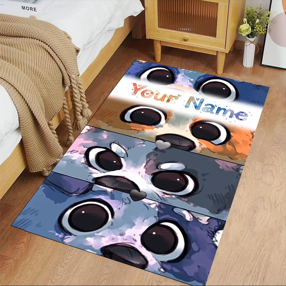 Bluey Customized Name Area Rug Perfect for Entryway Decorate room Study room Dining Room Anti-slip Rug Decorate Offices Wedding Party Gift