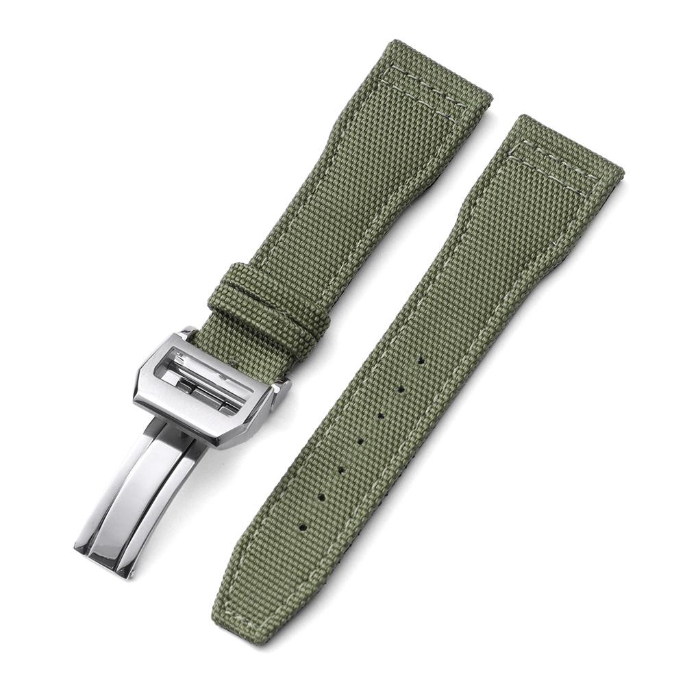 Nylonowy pasek do zegarka z żaglowego płótna 20mm 21mm 22mm dla IWC Pilot Band Wojskowy płócienny Skórzany męski bransoletka z klamrą składaną Akcesoria