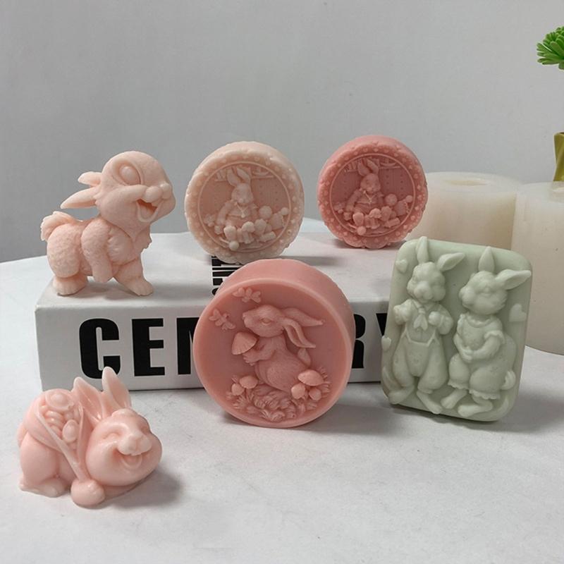 Non-stick Rabbit Candle Silicone Mold for Candle Making DIY Handmade Soap Mould Chocolate Cake Decorating Tool Crafts