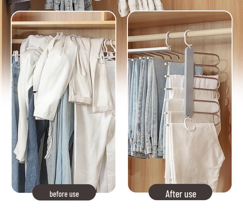 Goose-Shaped Stainless Steel Retractable Pants Hanger – Foldable Multifunctional Clothes & Storage Clip