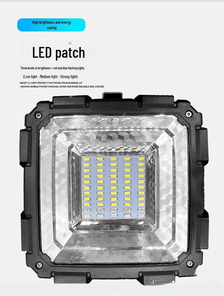 P70 Rechargeable LED Camping Lantern: Super Bright & Portable Outdoor Flashlight with Warning Light.