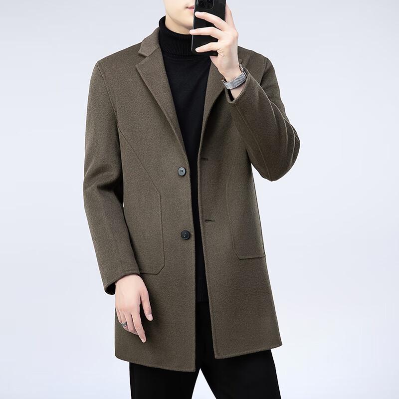 Firstview Men's Double-faced Wool Suit Collar Mid-Length Coat FV24D1122