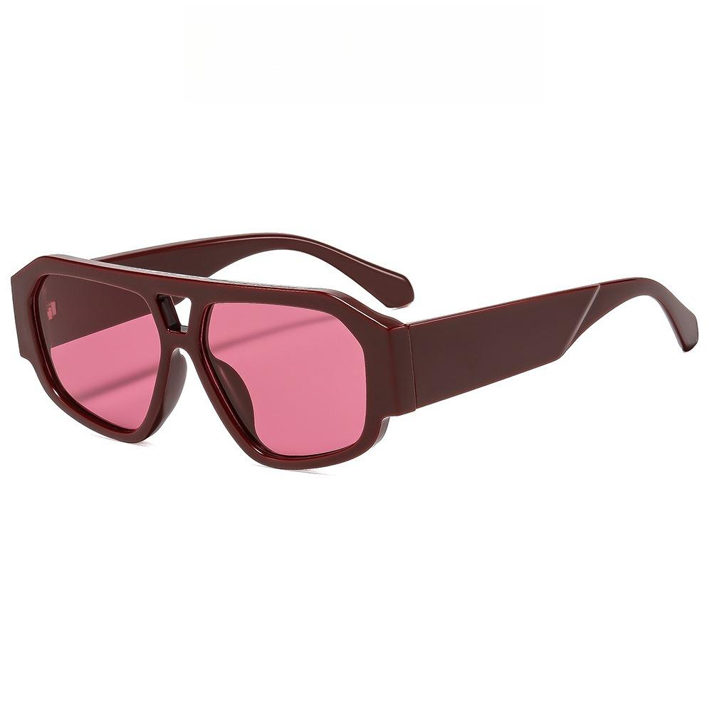 Bohemian Trendy Aviator Sunglasses for Women Men Hexagonal Square Thick Frame Double Bridge Sun Glasses UV400 Artistic Shades