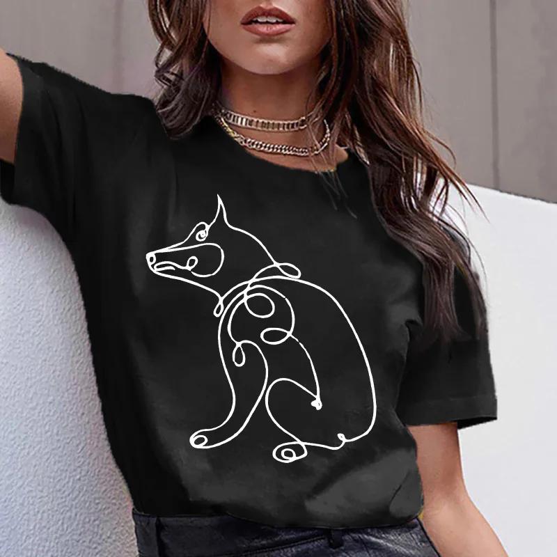 Dachshund Pug Teckel Cute Dog T-shirt Women Kawaii Harajuku Tops Female Summer Aesthetic Clothes Ropa XS-4XL Mujer