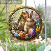 Acrylic Easter Bunny Suncatcher Stained Glass Effect Window Hanging Ornament Easter Lover Gifts