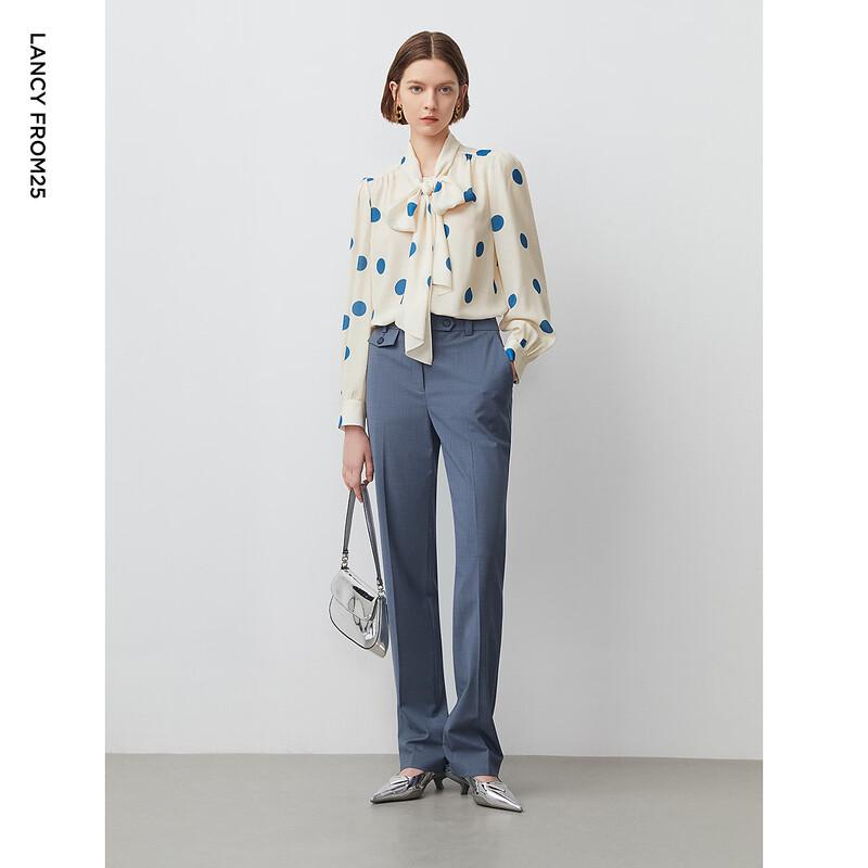 Langzi Polka Dot Scarf Collar Blouse