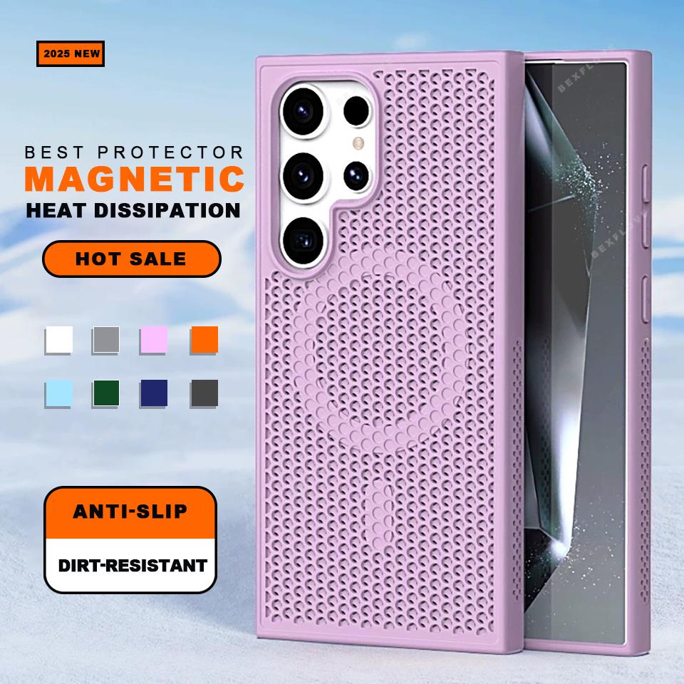 Heat Dissipation Magnetic Phone Case for Samsung Galaxy S22 S23 S24 S25 Ultra Plus S23FE Matte Magsafe Charging Shockproof Cover