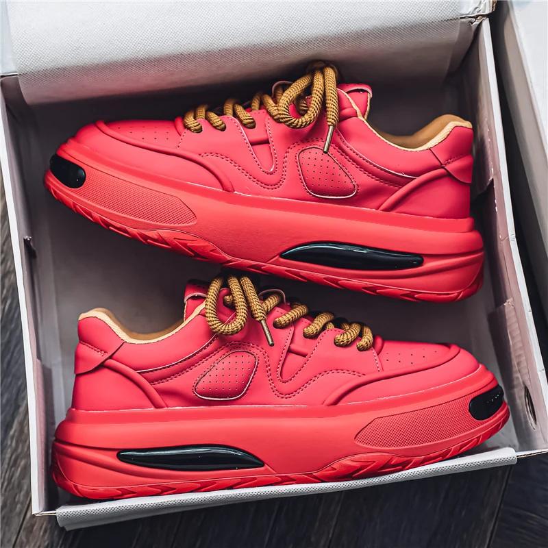 

Модная платформа, спортивная обувь, мужские кроссовки, лоферы, вентилируемая спортивная и повседневная, мягкая и удобная, износостойкая обувь для мужчин 39 красный