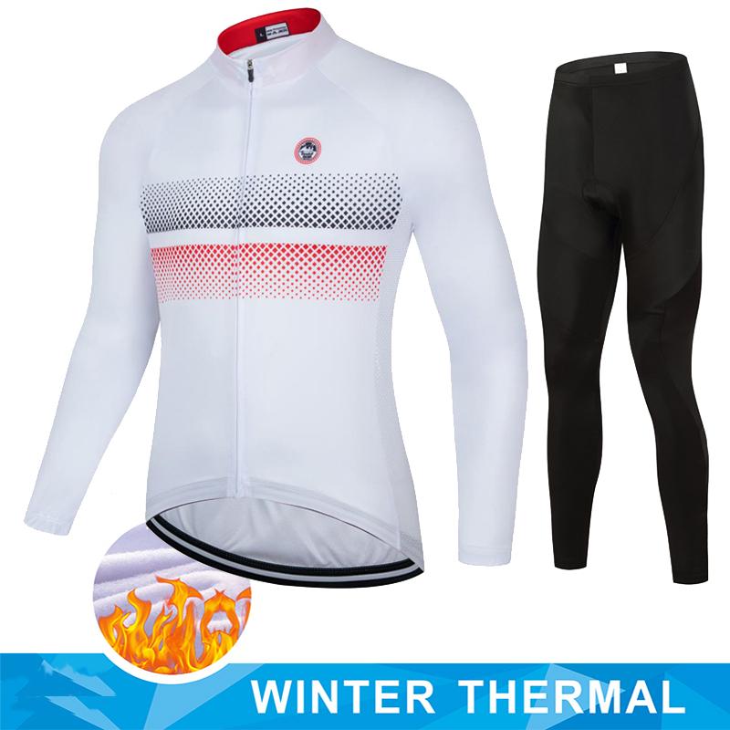 Team Men's Winter Thermal Fleece Cycling Long Sleeve MTB Bicycle Warm Riding Jersey Set Road Bicycle Riding Outdoor Clothing