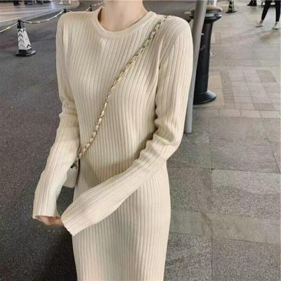 Cappotto, Gonna Maglione, Abito Sottoveste Slim Fit a Metà Lunghezza da Donna Autunno e Inverno in Maglia Francese