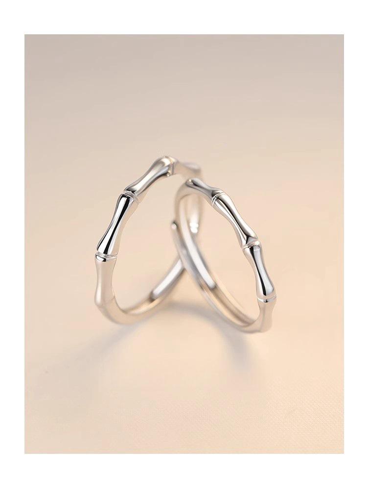 Bamboo Joint Couple Ring: S925 Sterling Silver, Chinese Style, Gift for Men & Women