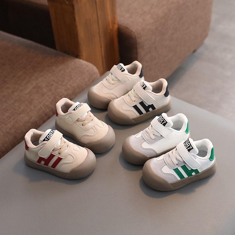 2024 Spring Kids' German Training Shoes: Boys' Sports & Girls' Casual White Sneakers, Soft Sole Baby Forrest Gump Shoes