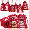 24PCS Christmas Drawstring Gift Bags 12x15cm Red Velvet Pouch for Apple Candy Party Favors Holiday Treat Packaging Storage Bags