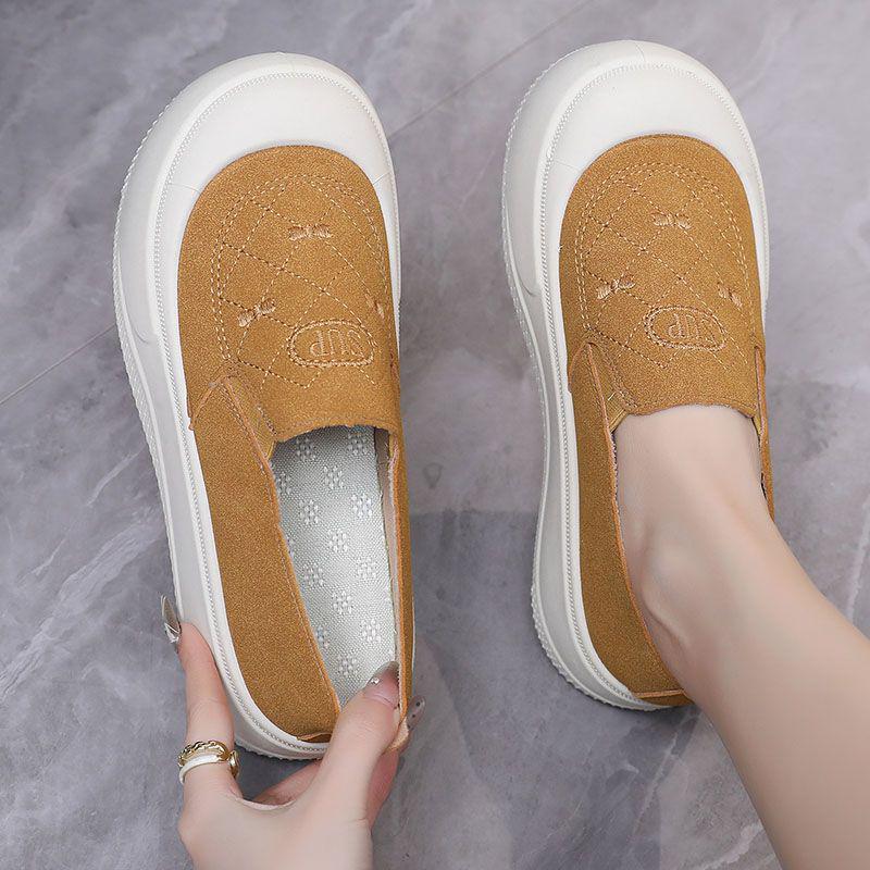 Dámské lehké mokasíny s tlustou podrážkou na nazouvání pro jaro 2025 - Všestranné a stylové látkové boty ve starém pekingském stylu