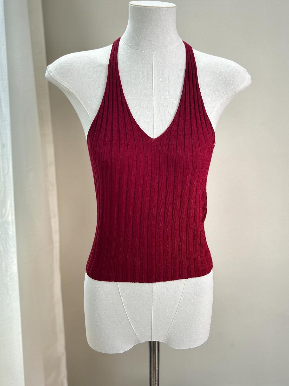 2026 European & American Women s Sexy Backless Halter Knit Vest - Slimming & Stylish One Size красный