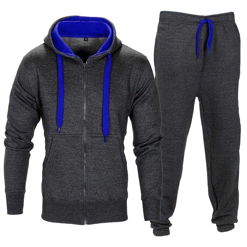 Fashion Clothes Mens Full Zipper Hoodie Sweatpants Set Casual 2 Pieces Tracksuits Fashion Running Sweat Suits